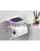 Метална поставка за тоалетна хартия с рафт за телефон за баня